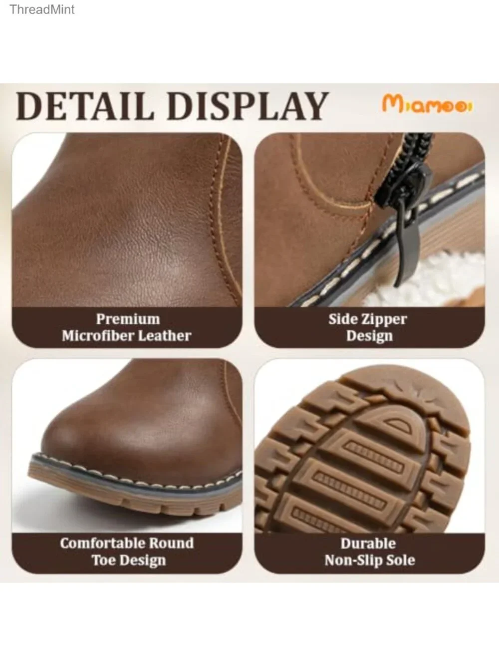 Toddler Girls Boys Combat Ankle Boots Waterproof Faux Leather Chelsea Fall
